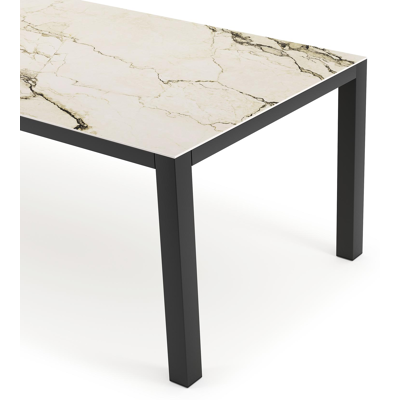 Como tuintafel rechthoekig in zwart aluminium en volkeramiek colorado dunes - L 240 x B 100 x H 75 cm