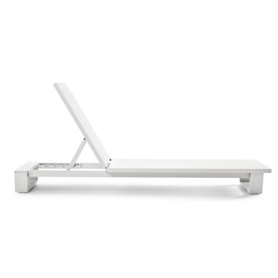 Pagino verstelbaar ligbed in wit aluminium met natte charcoal chine Sunbrella® Premium kussen