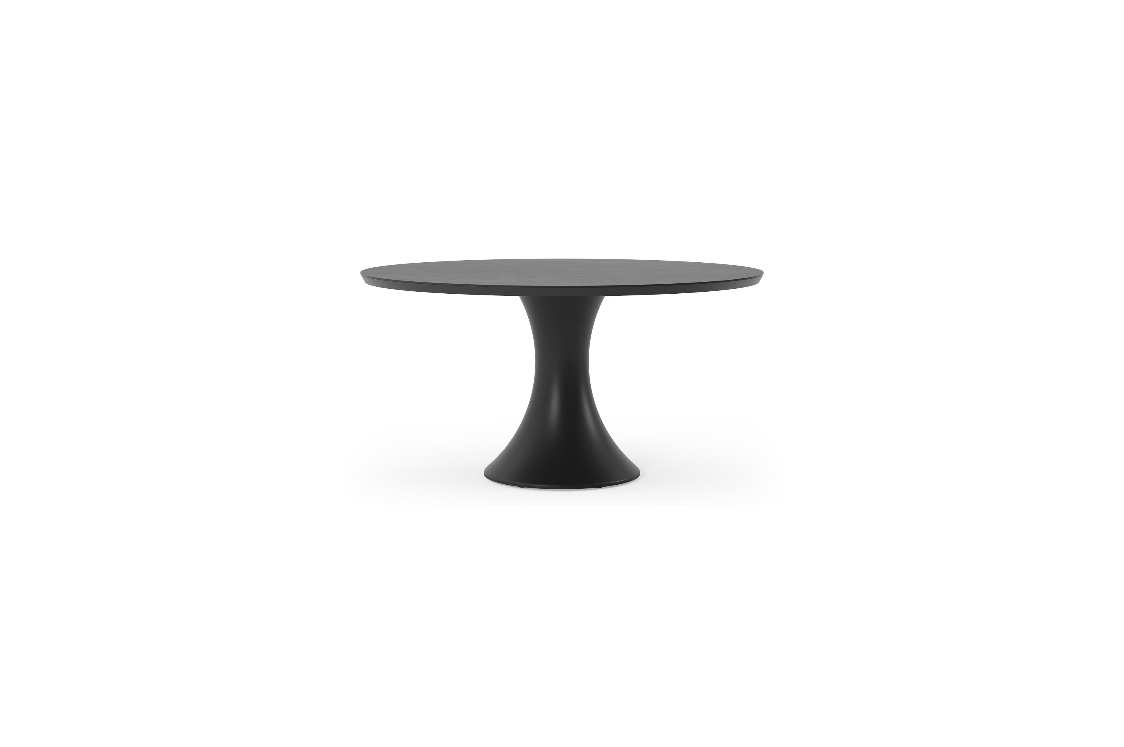 Fano tuintafel in zwart aluminium en volkeramiek basalt black - Dia. 148 x H 75 cm