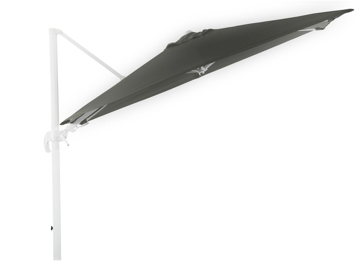 Avola zweefparasol met tiltfunctie in wit aluminium met grijs weather+ softtouch parasoldoek - L1 200 x L2 300 cm (zonder voet)