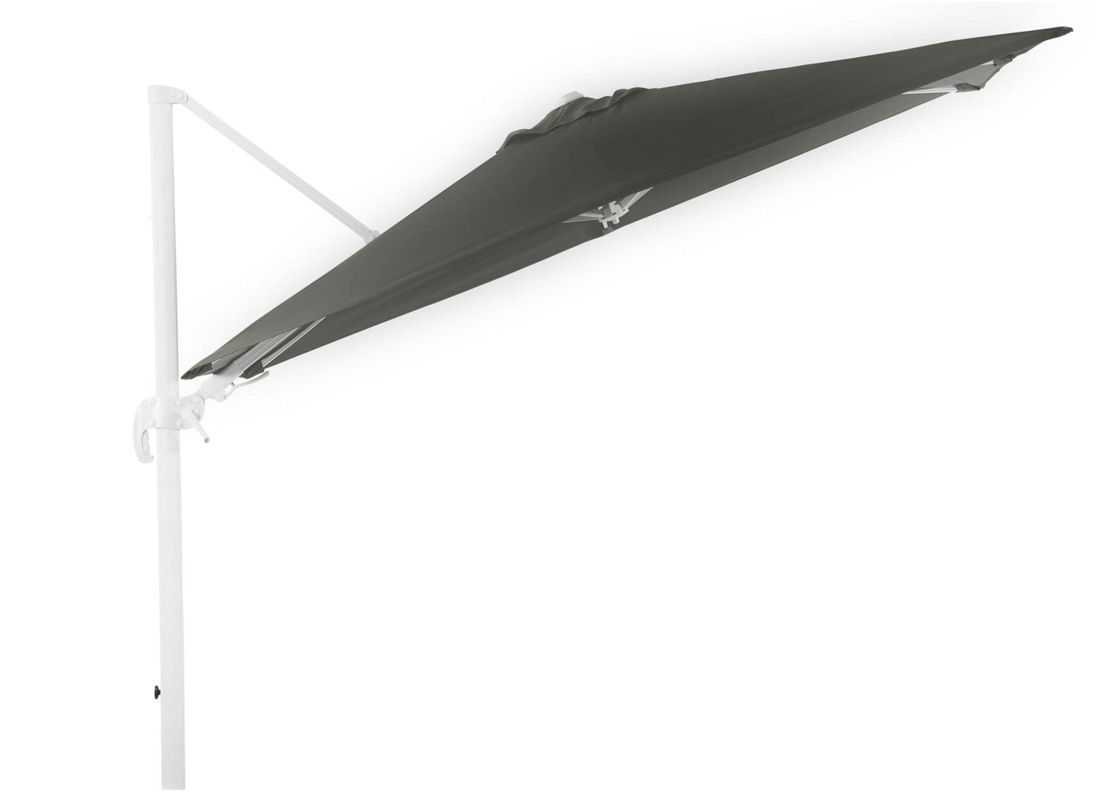 Parasol pendant Avola avec fonction tilt en aluminium blanc avec toile de parasol en weather+ softtouch gris - Larg1 200 x Larg2 300 cm (sans pied de parasol)