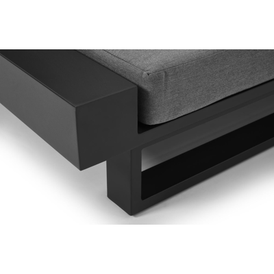 Nano loungeset in zwart aluminium met grijs coussins en Weather+ Softtouch kussens