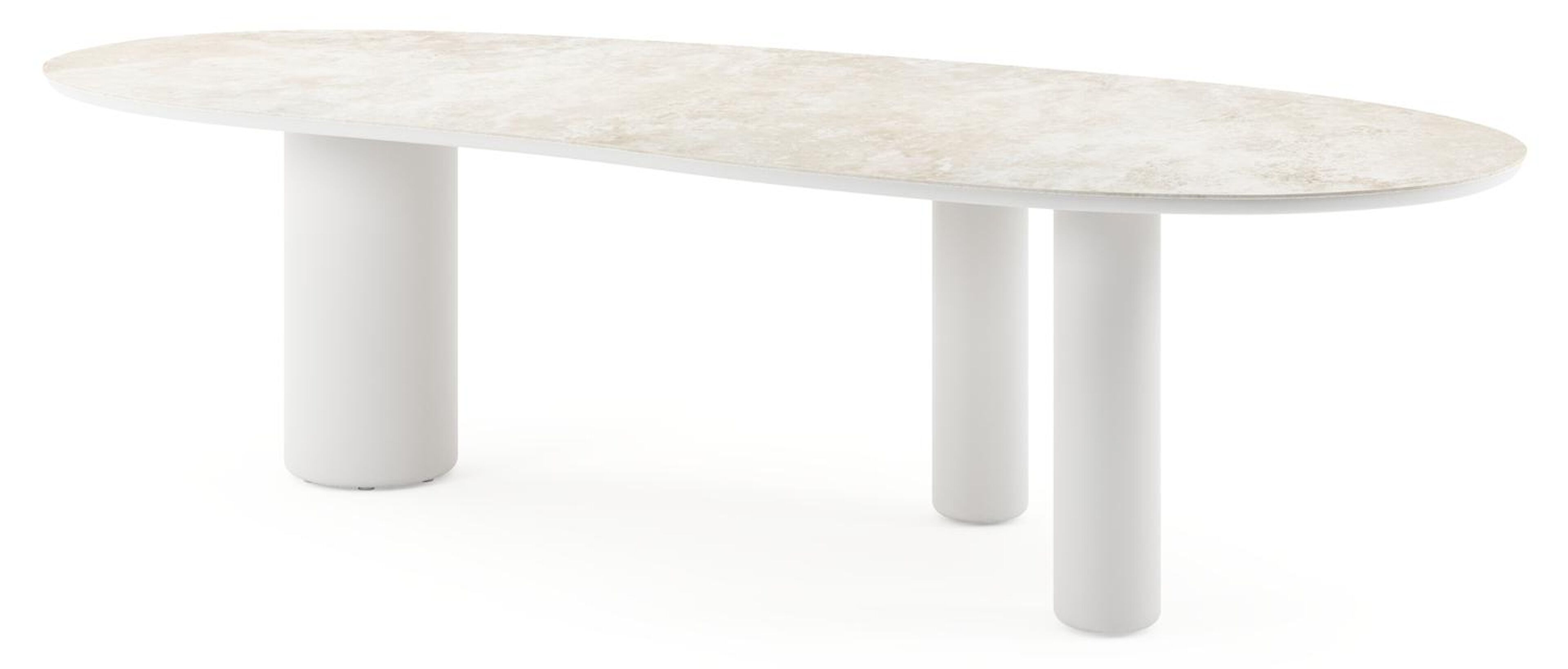 Amico tuintafel organisch in wit aluminium en volkeramiek Rapolano - L 280 x B 120 x H 74 cm