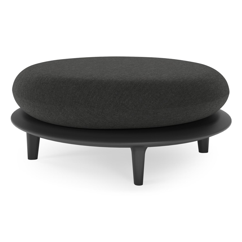 Bomero poef in zwart aluminium met chartres sooty all weather sunbrella® luxe kussen