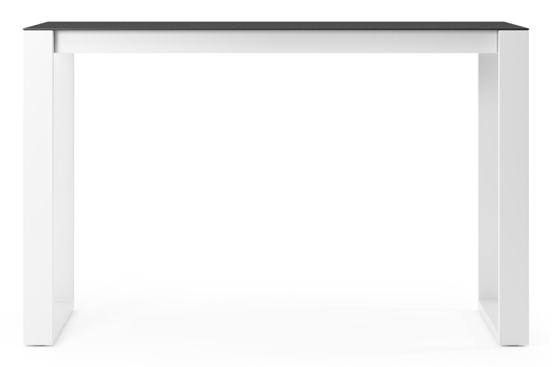 Table de bar Verato en aluminium blanc et céramique pleine Nero Black - Lg. 170 x Lrg. 70 x Haut. 105 cm