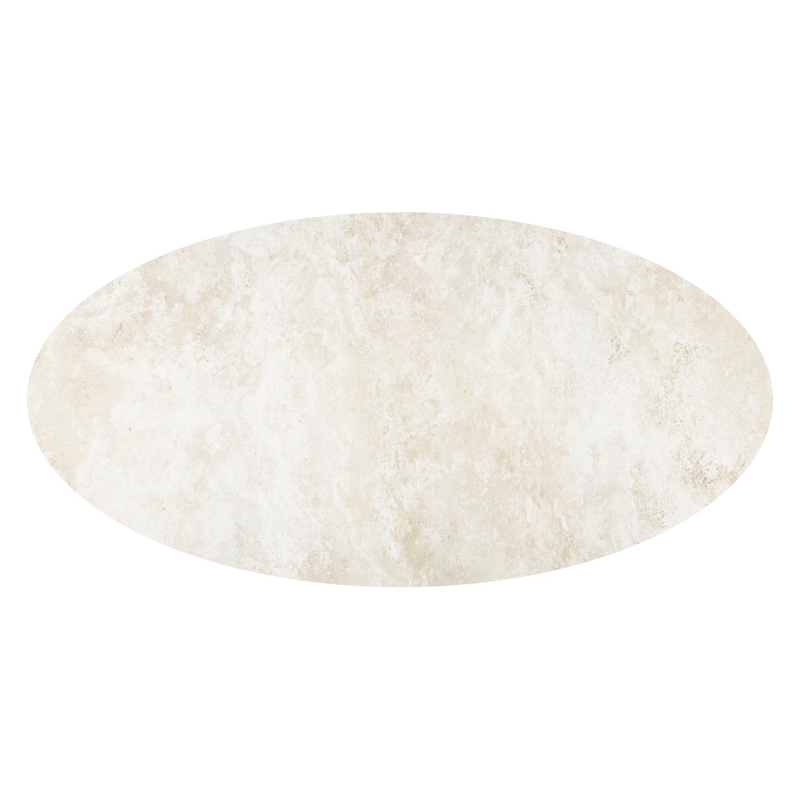 Table de jardin Fano ovale en aluminium blanc et céramique pleine Rapolano Lg. 240 x Lrg. 135 cm