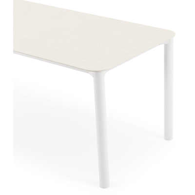 Orso tuintafel rechthoekig afgerond in wit aluminium en volkeramiek beige - L 180 x B 80 x H 75 cm