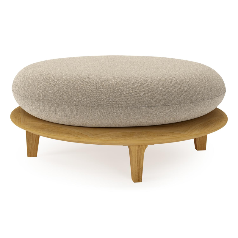 Bomero poef in teak met marbella sand all weather cosytica kussen
