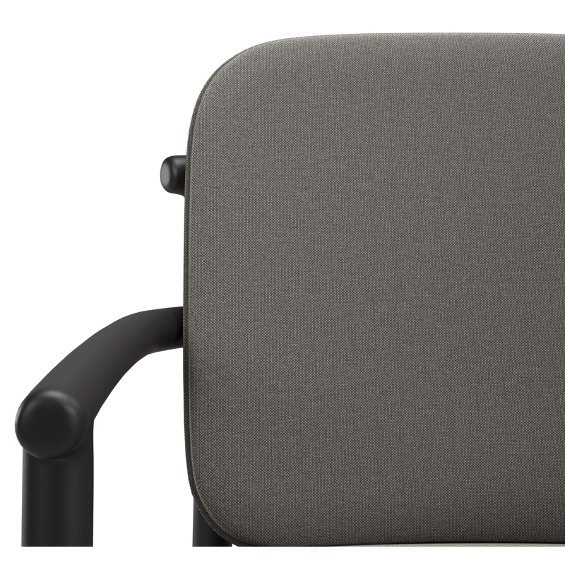 Bono stapelbare tuinstoel in zwart aluminium met stoelkussen in All Weather Sunbrella® Luxe Natte Dark Taupe