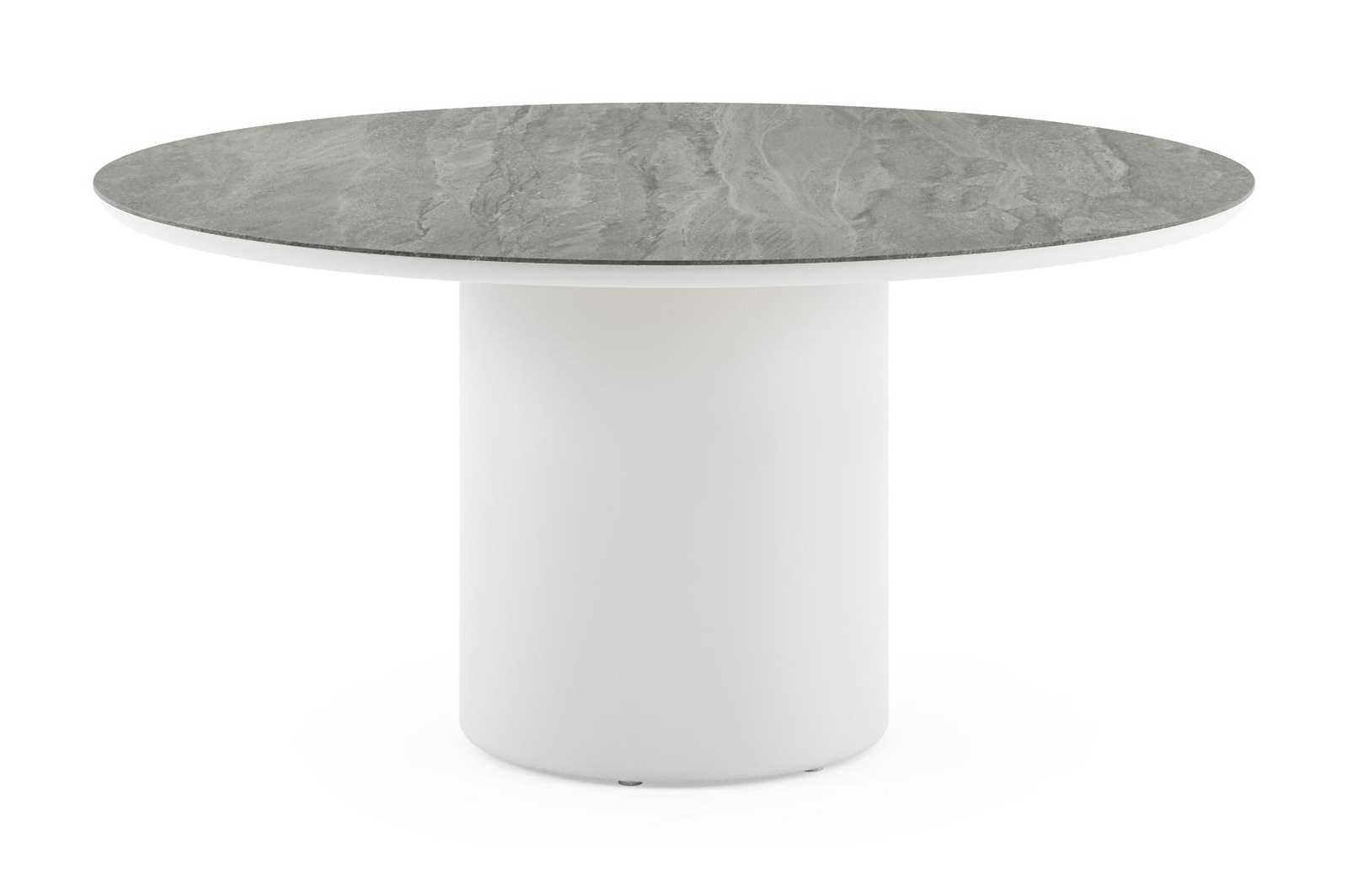Amico tuintafel rond in wit aluminium en volkeramiek Aspen Grey - Dia. 148 x H 73.5 cm