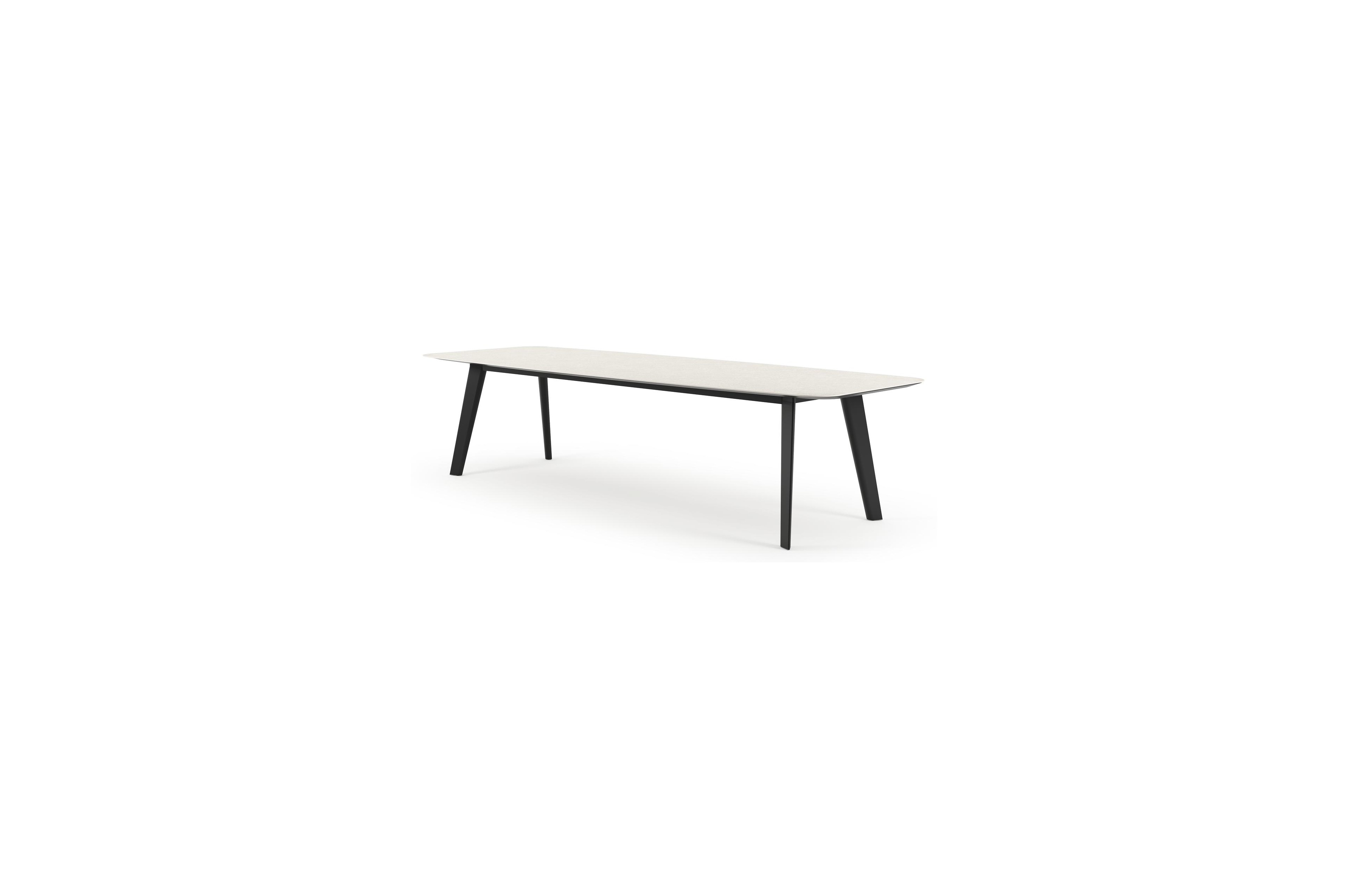 Lacrima tuintafel in zwart aluminium en volkeramiek shilin - L 315 x B 115 x H 74 cm