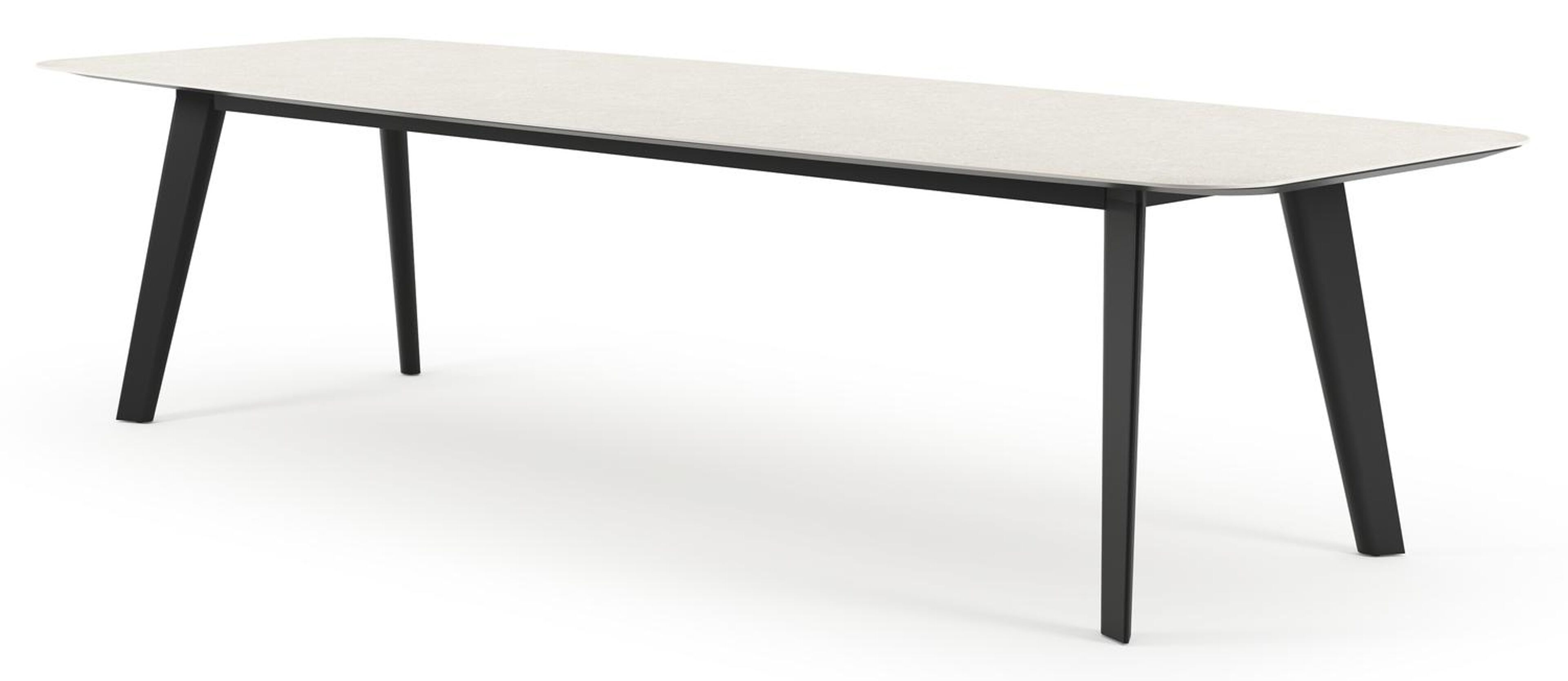 Lacrima tuintafel in zwart aluminium en volkeramiek shilin - L 315 x B 115 x H 74 cm