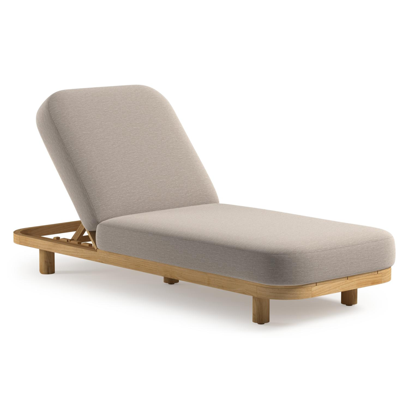 Chaise longue réglable Donato en teck avec All Weather Solica slow farafra coussin