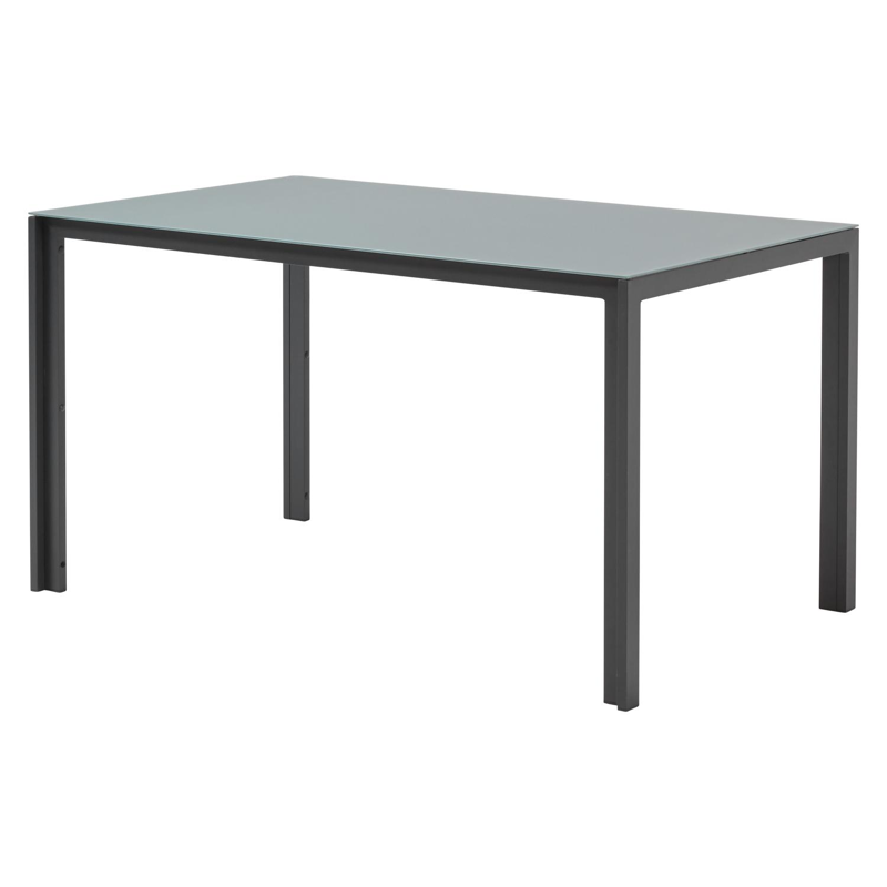 Caldela tuintafel in zwart aluminium en glas grijs - L 140 x B 80 x H 75 cm