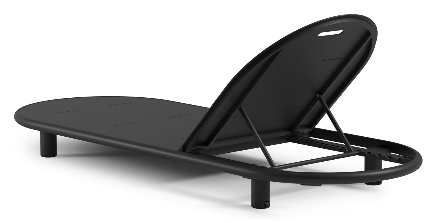 Lomano verstelbaar ligbed in zwart aluminium met natte sooty all weather sunbrella® luxe