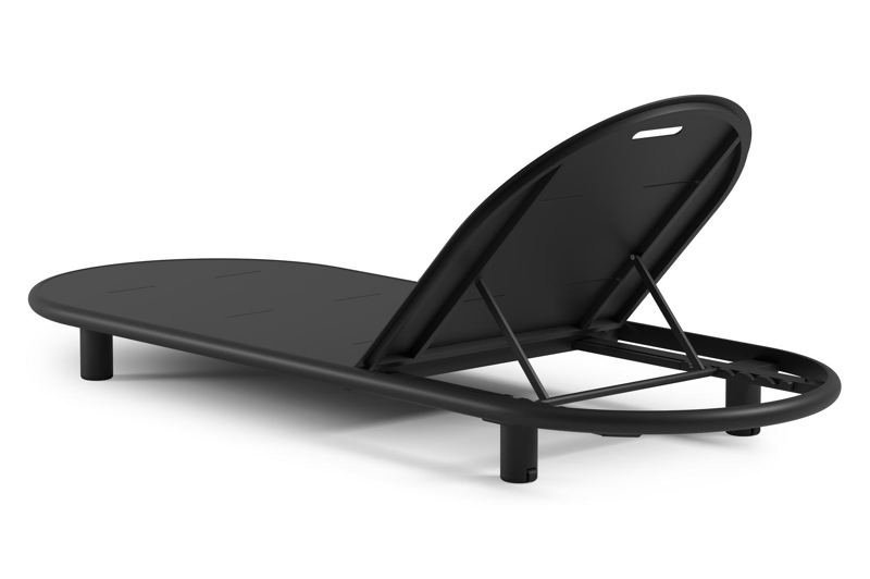 Lomano verstelbaar ligbed in zwart aluminium met chartres sooty all weather sunbrella® luxe