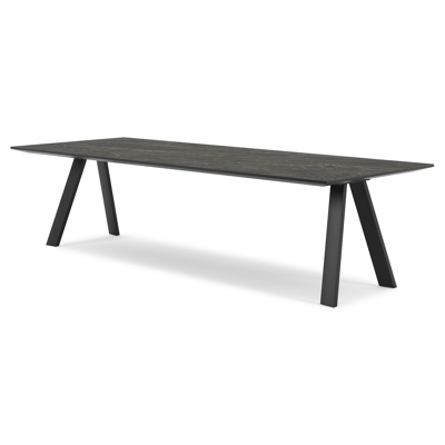Table de jardin Cesano en aluminium noir et céramique pleine black obsession - Lg 280 x Larg. 110 x H 75 cm