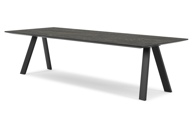 Cesano tuintafel in zwart aluminium en volkeramiek black obsession - L 280 x B 110 x H 75 cm