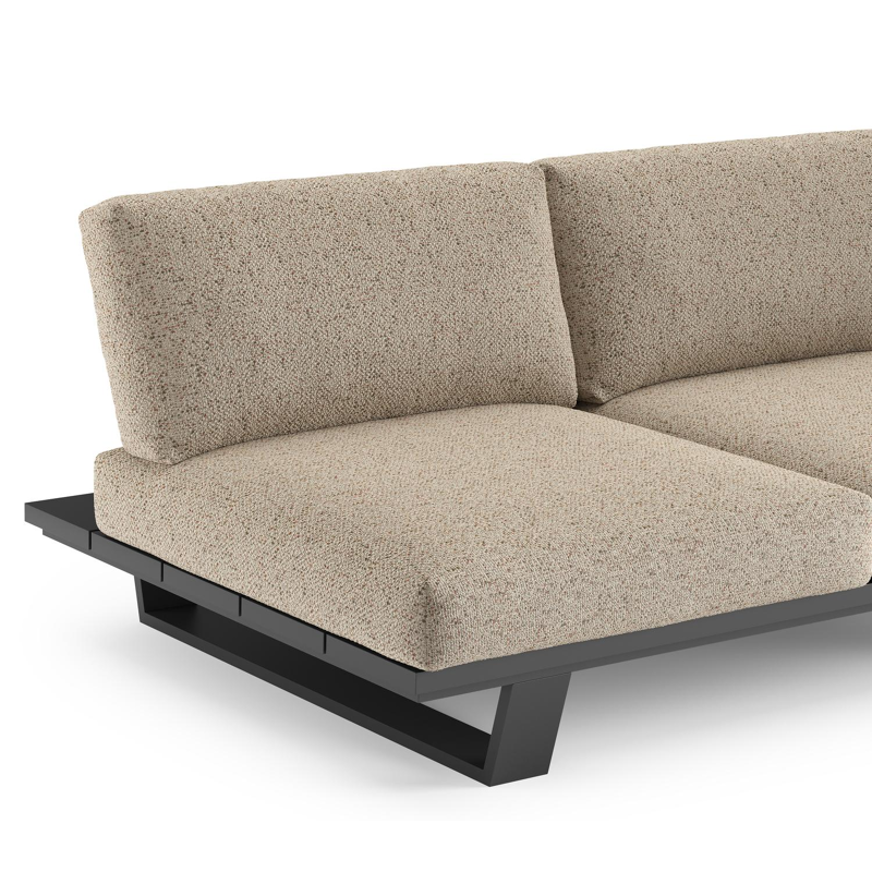 Pagino loungehoek in zwart aluminium met bora jungle all weather cosytica kussen