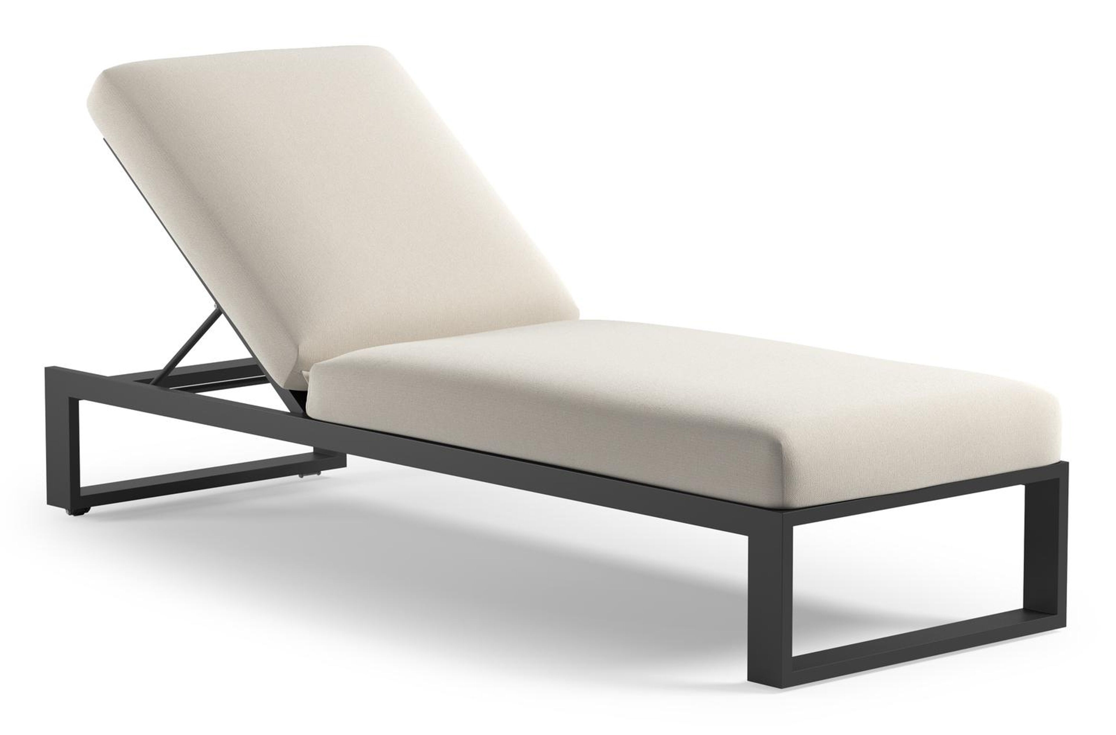 Verato verstelbaar ligbed in zwart aluminium met savane white all weather Sunbrella® luxe kussen