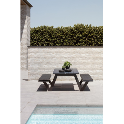 Norma picknicktafel in zwart aluminium - L 300 x B 213 x H 74 cm