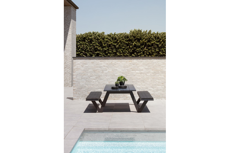 Norma picknicktafel in zwart aluminium - L 300 x B 213 x H 74 cm