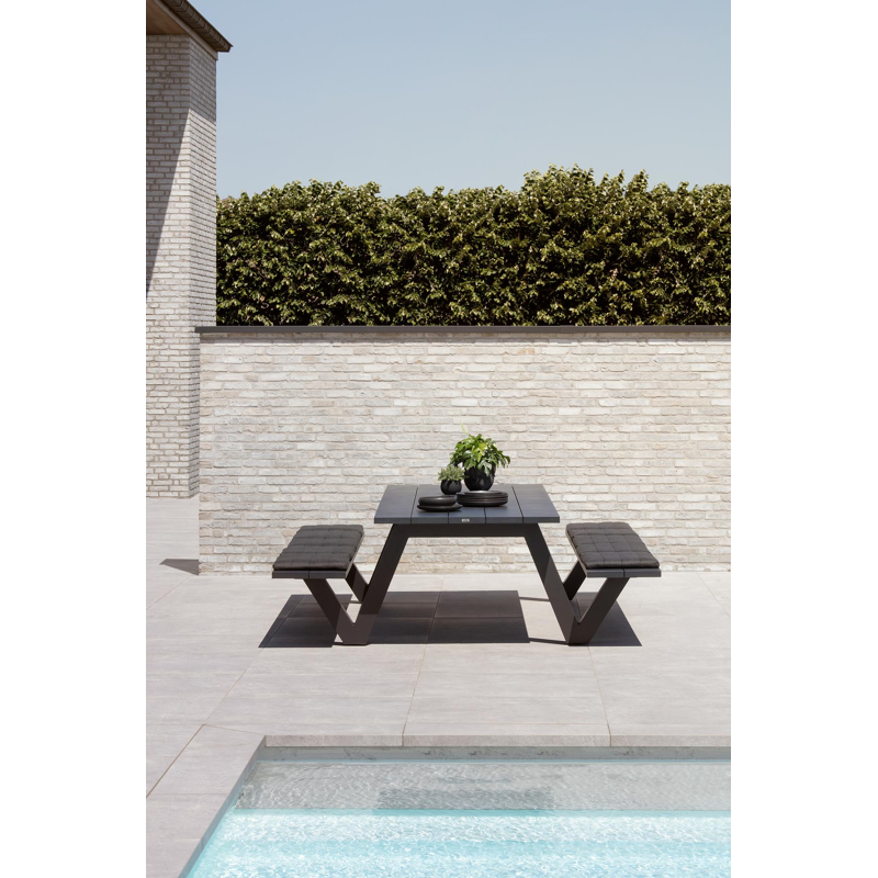 Norma picknicktafel in zwart aluminium - L 300 x B 213 x H 74 cm
