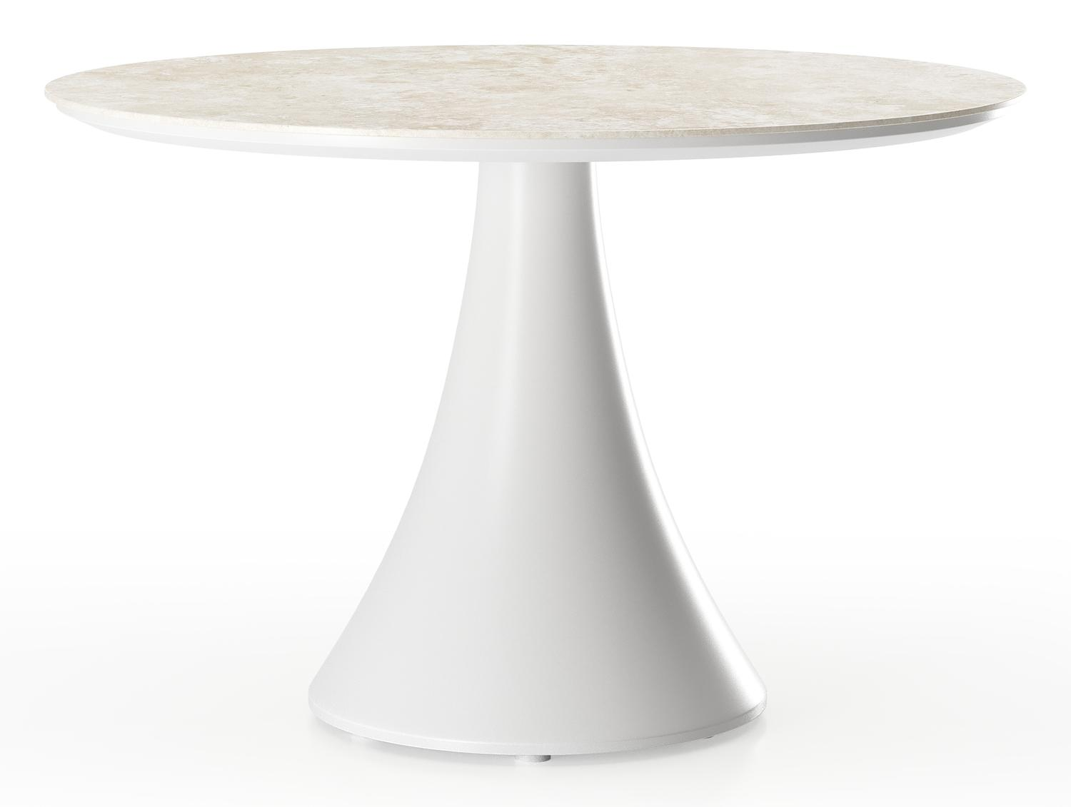 Fano loungetafel rond in wit aluminium en volkeramiek Rapolano - Dia. 85 x H 55 cm