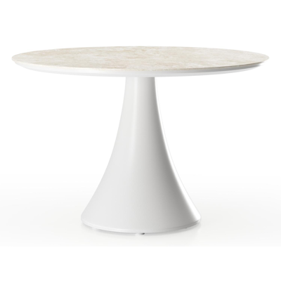 Fano loungetafel rond in wit aluminium en volkeramiek Rapolano - Dia. 85 x H 55 cm