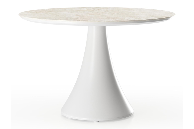 Fano loungetafel rond in wit aluminium en volkeramiek Rapolano - Dia. 85 x H 55 cm