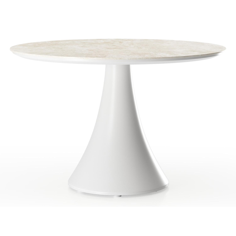 Fano loungetafel rond in wit aluminium en volkeramiek Rapolano - Dia. 85 x H 55 cm