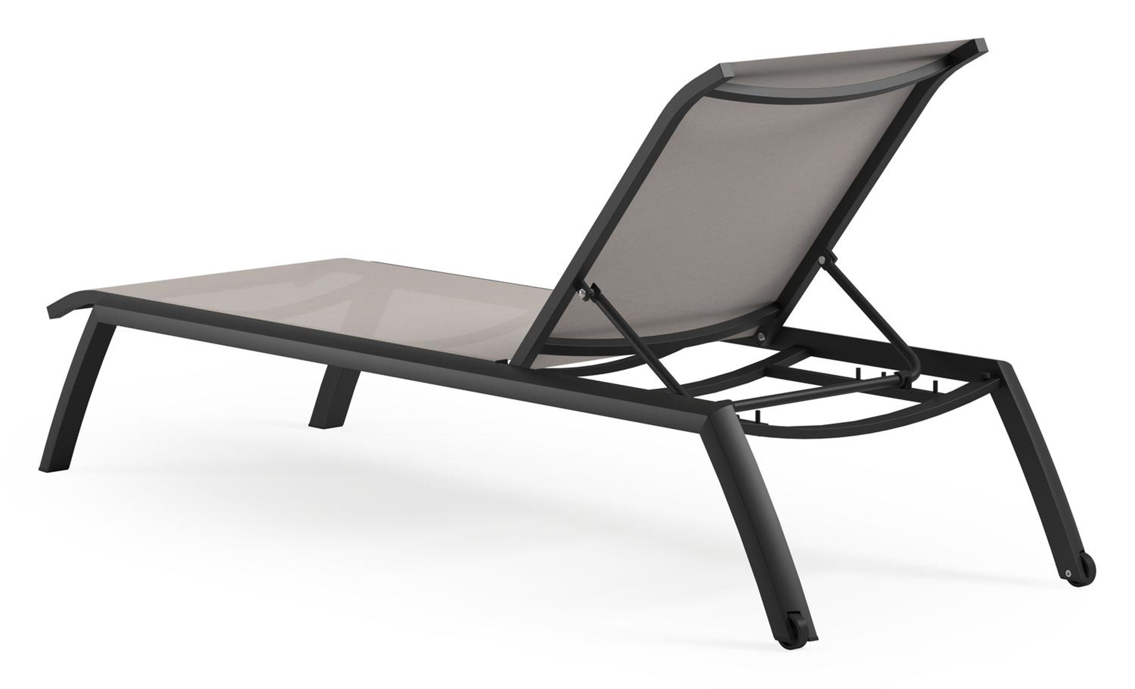 Chaise longue réglable Bari en aluminium noir et textilène simple beige