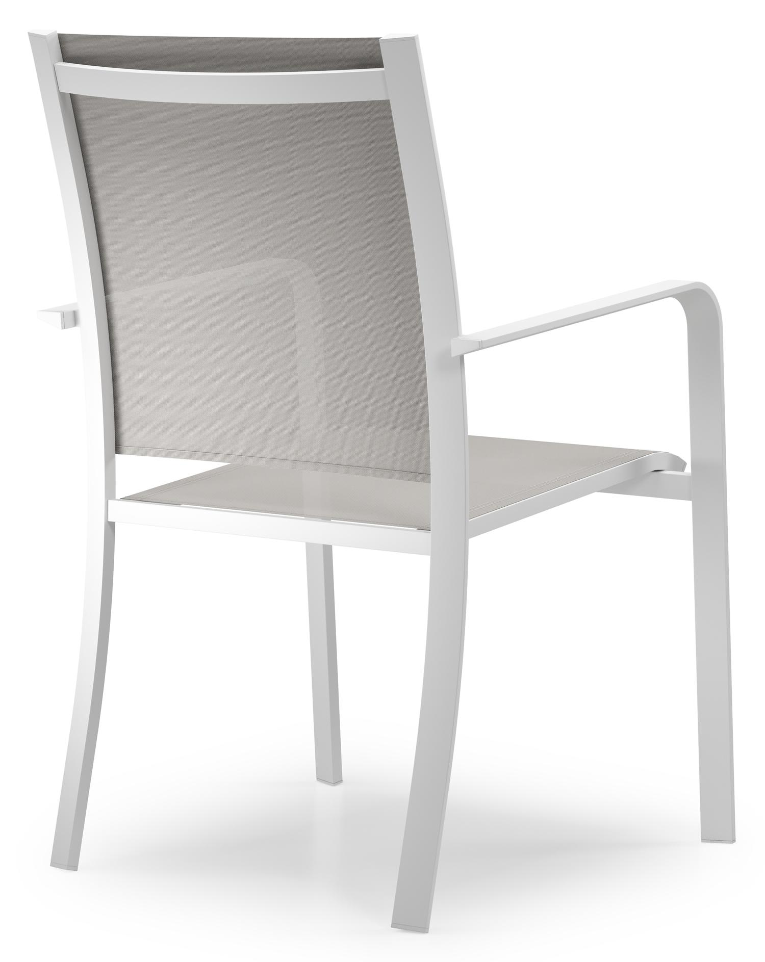 Varese tuinset in wit aluminium en naturel teak tafelblad met 10 stapelbare Calobra tuinstoelen