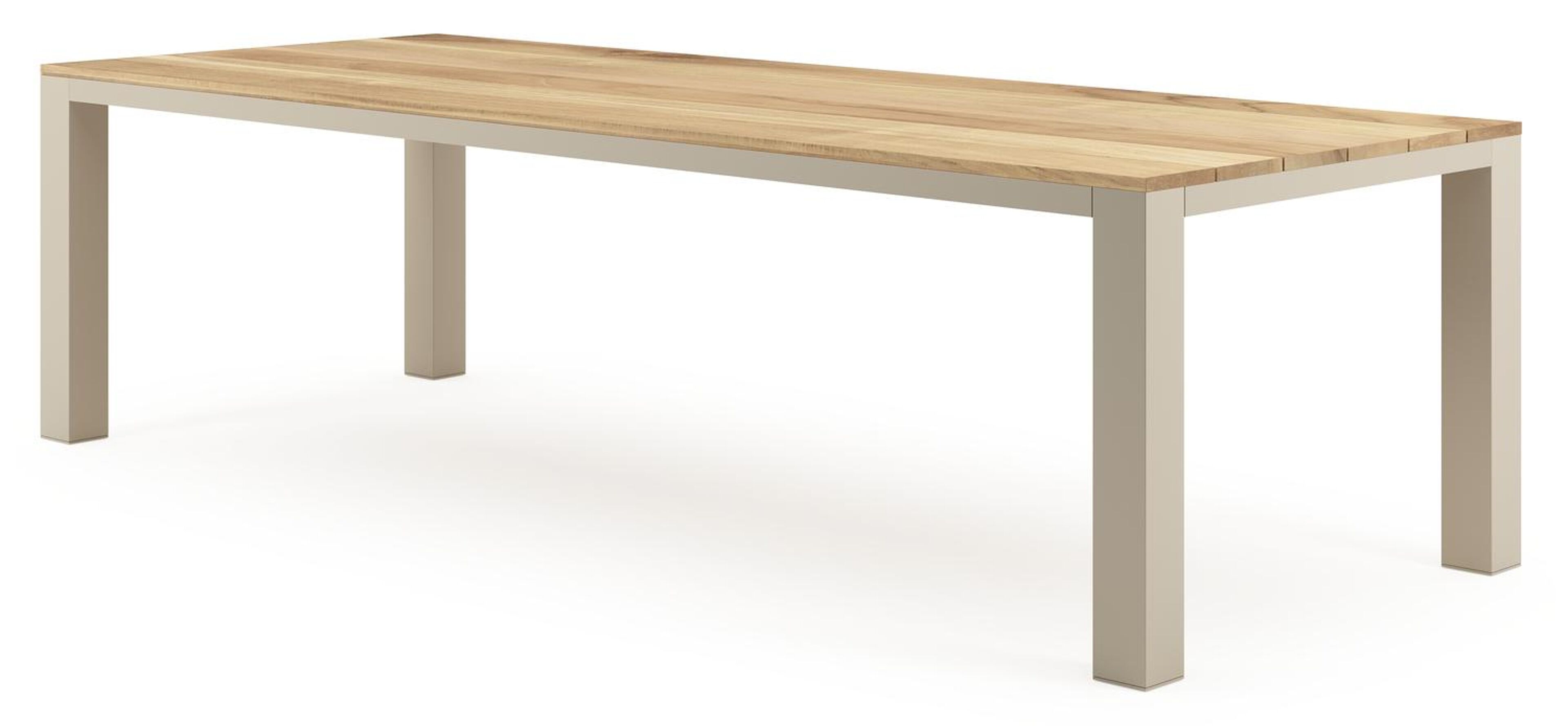 Nano tuintafel rechthoekig in beige aluminium en teak L 280 x B 110 x H 75 cm