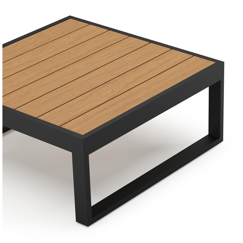 Caldela loungetafel in zwart aluminium en polywood - L 70 x B 70 x H 30.5 cm
