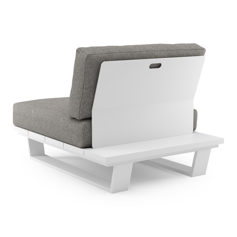 Pagino loungestoel in wit aluminium met tundra charcoal all weather sunbrella® luxe kussen