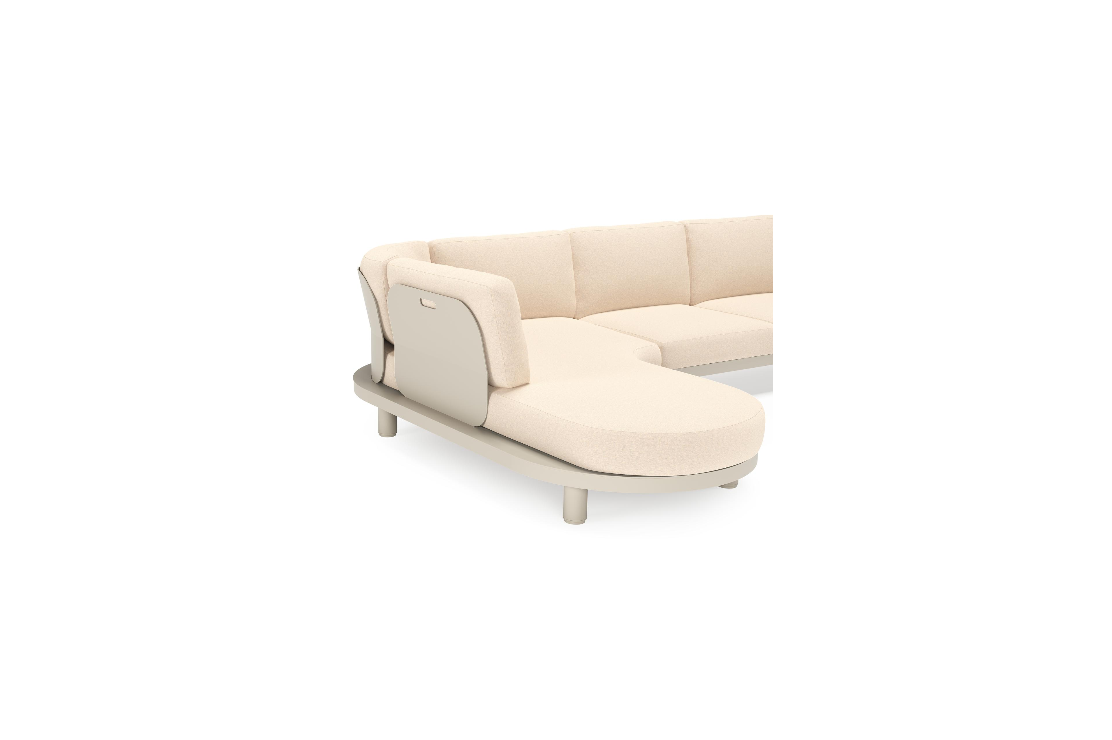Donato loungehoek in beige aluminium met heritage papyrus all weather sunbrella® luxe kussen