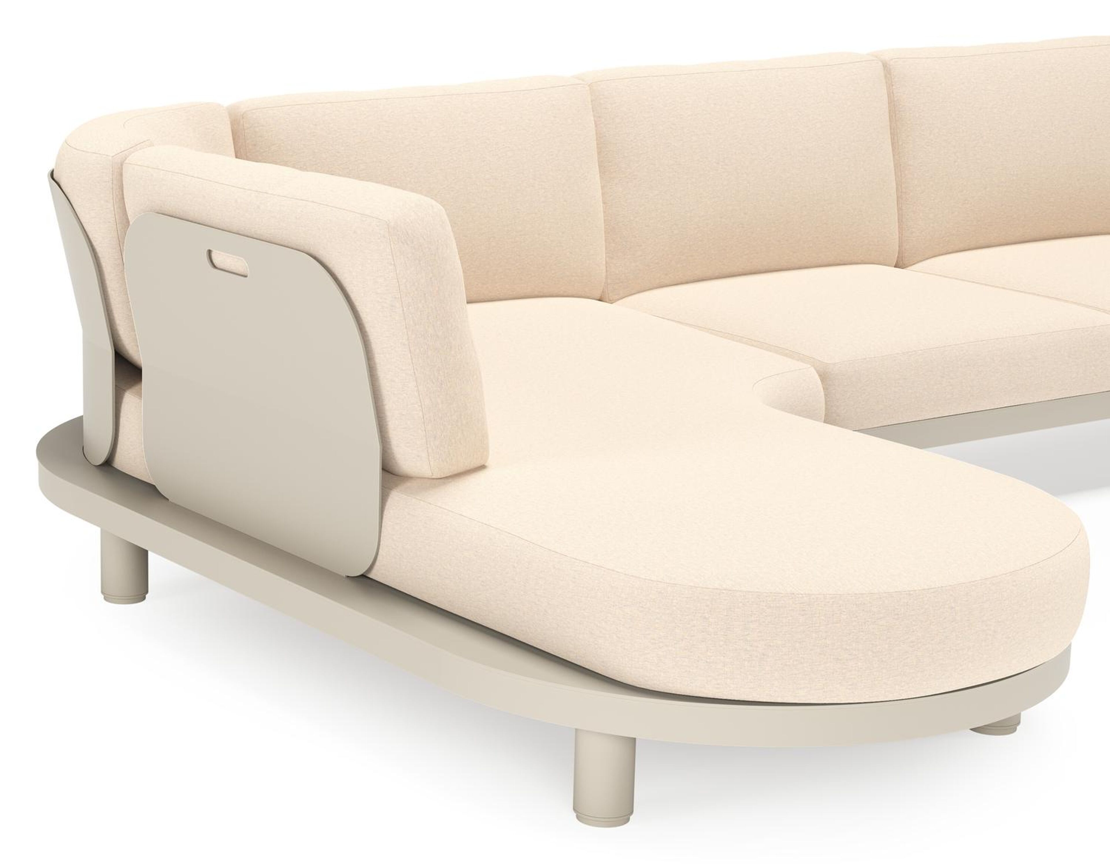 Donato loungehoek in beige aluminium met heritage papyrus all weather sunbrella® luxe kussen