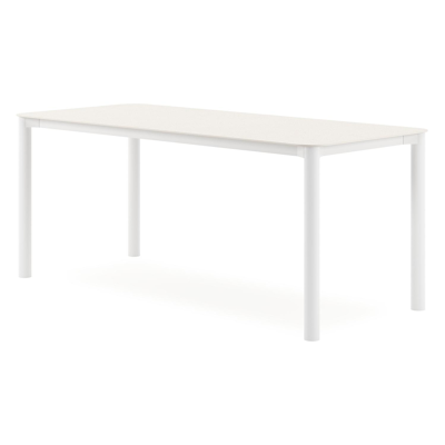 Orso tuintafel rechthoekig afgerond in wit aluminium en volkeramiek beige - L 180 x B 80 x H 75 cm