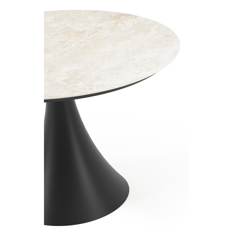 Table de jardin Fano ronde en aluminium noir et céramique Rapolano - Diam. 110 x Haut. 75 cm