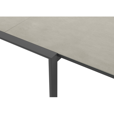 Table de jardin Aspra extensible en aluminium noir et céramique pleine sur verre gris - Lg 220/340 x Larg. 106 x H 76 cm