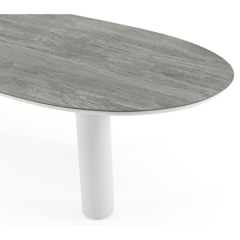 Amico tuintafel organisch in wit aluminium en volkeramiek Aspen Grey - L 280 x B 120 x H 73.5 cm