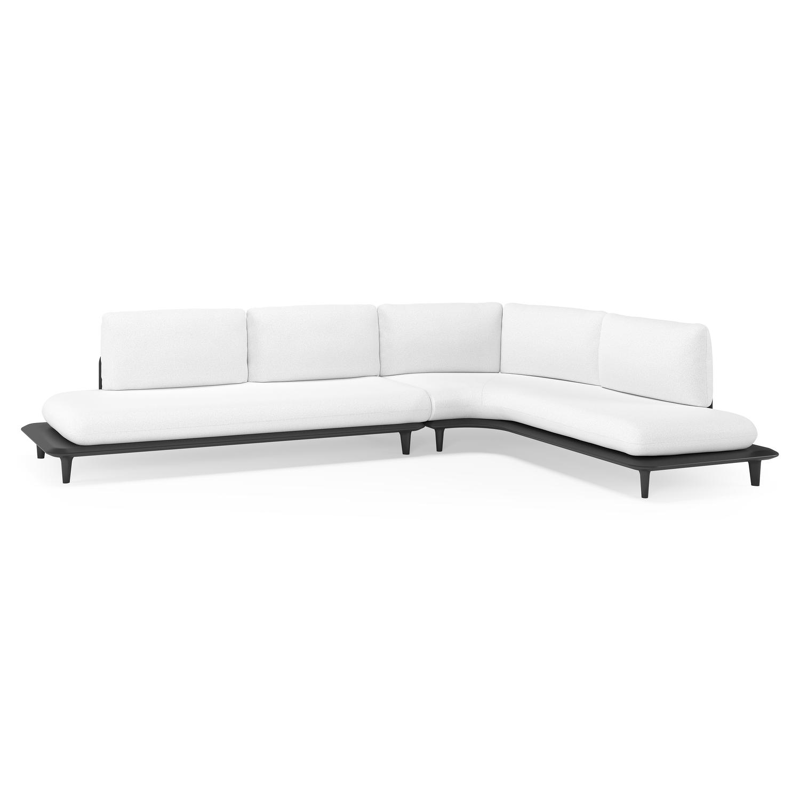 Bomero loungehoek in zwart aluminium met ego birch all weather solica kussen