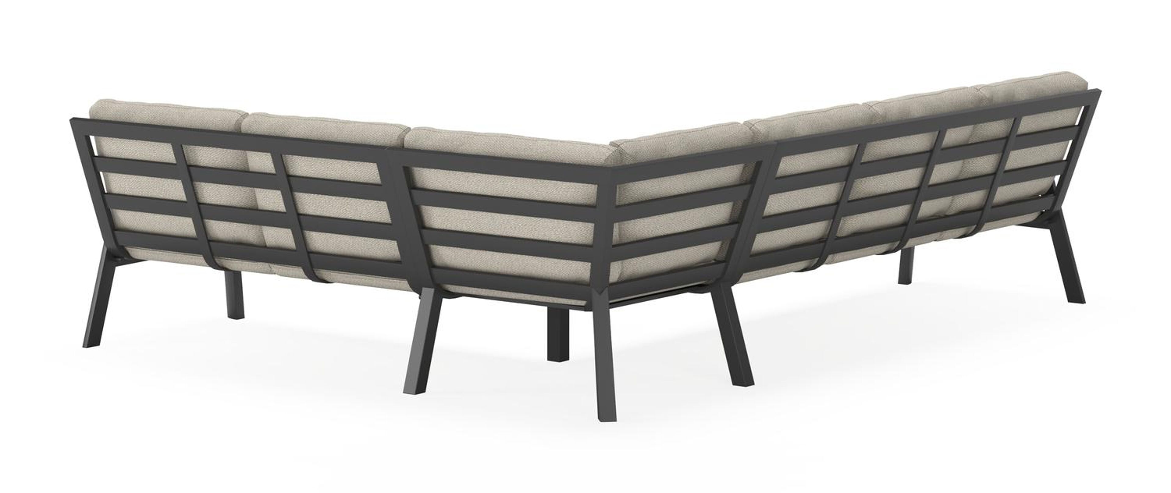 Avila loungehoek in zwart aluminium met twilight granite weather+ softtouch kussens