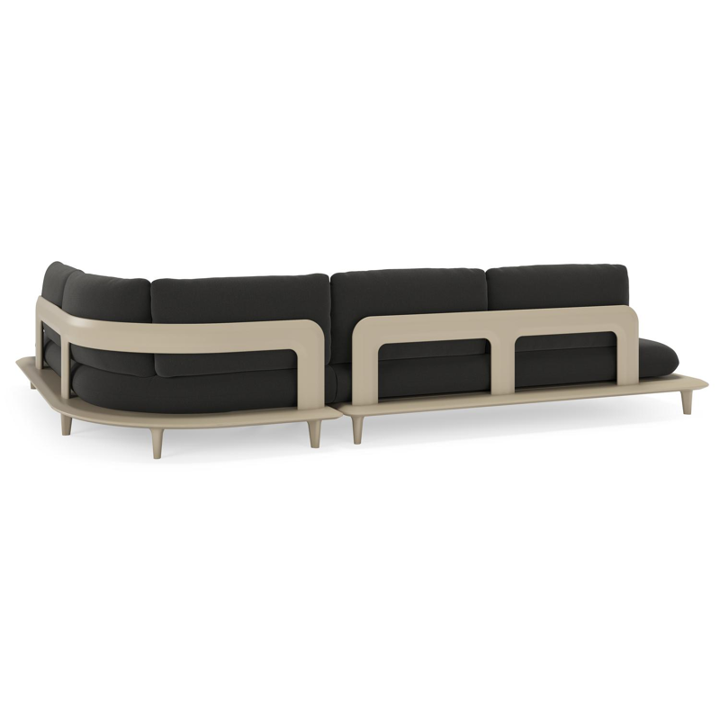 Bomero loungehoek in beige aluminium met natte sooty all weather sunbrella® luxe kussen