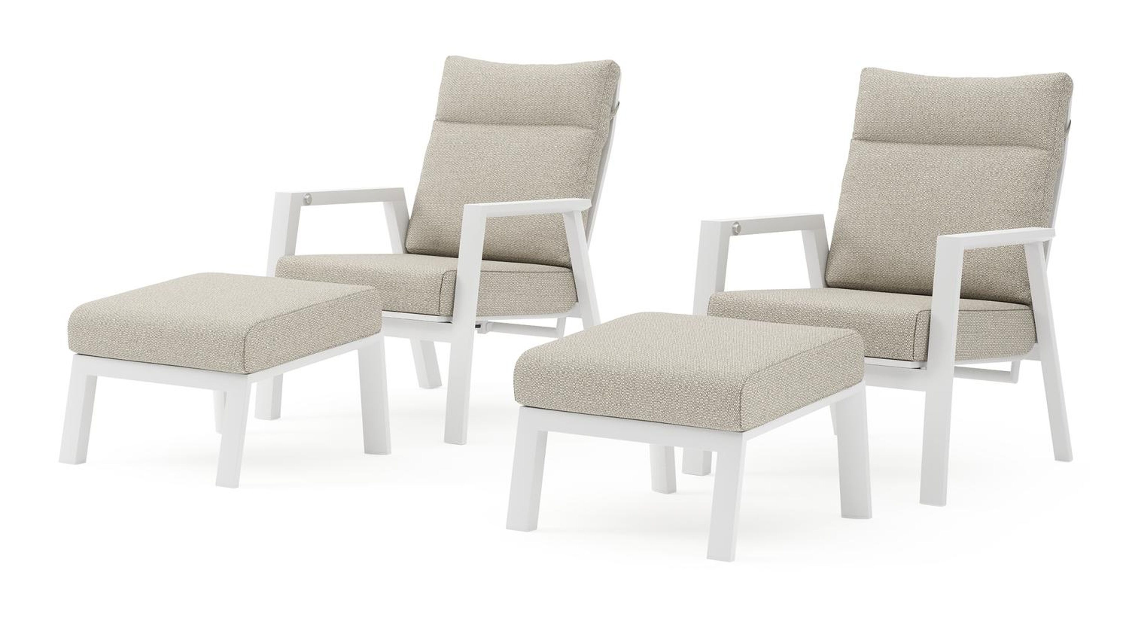 Set van 2 Avila loungestoelen in wit aluminium met twilight granite weather+ softtouch kussens
