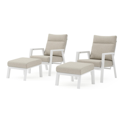 Set van 2 Avila loungestoelen in wit aluminium met beige weather+ softtouch kussens