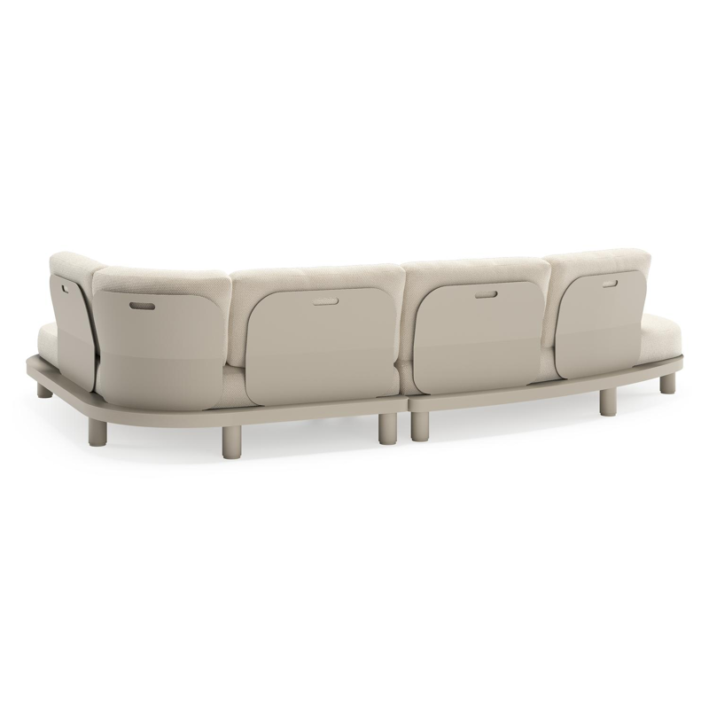 Donato loungehoek in beige aluminium met all weather cosytica Althea Off White kussen