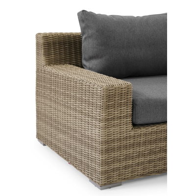 Canapé de jardin Pintura 3-pl en résine tressée gris et gris avec coussin en weather+ softtouch gris