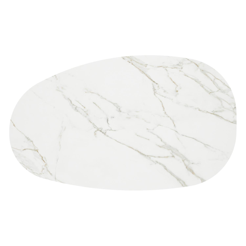 Table de basse Donato organique en aluminium noir et céramique pleine Calacatta - Lg. 151 x Lrg. 90 x Haut. 25 cm